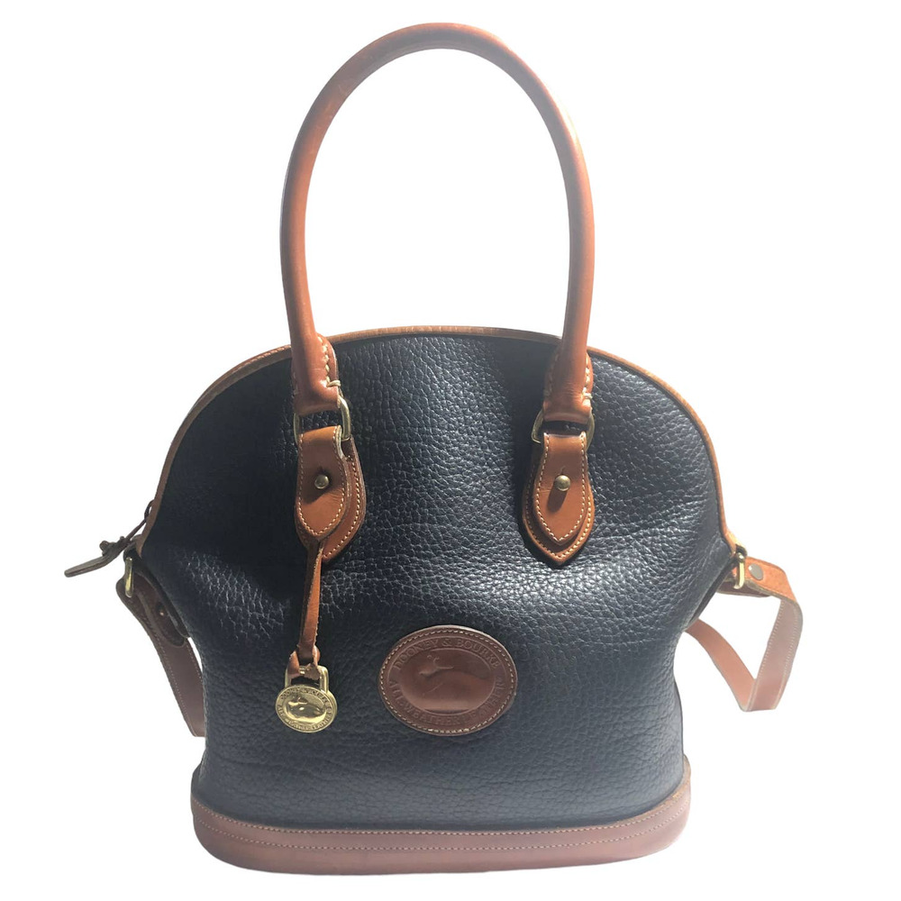 Dooney & Bourke Vintage Black & Brown All Weather Leather Norfolk Satchel